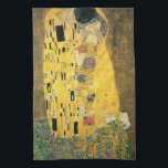 Der Kuss von Gustav Klimt, Vintager Jugendstil Geschirrtuch<br><div class="desc">Der Kuss (Der Kuss) (1907/08) von Gustav Klimt ist wahrscheinlich sein berühmtestes Werk. Klimt begann seine Arbeit im Jahre 1907 und ist der Höhepunkt seiner so genannten Goldenen Periode. Der Kiss ist ein Vintages Viktorianisches Era-Symbolismus, das eine Liebe und Romantik mit einem romantischen Paar in verschiedenen Goldtönen, Symbolen und Mustern...</div>