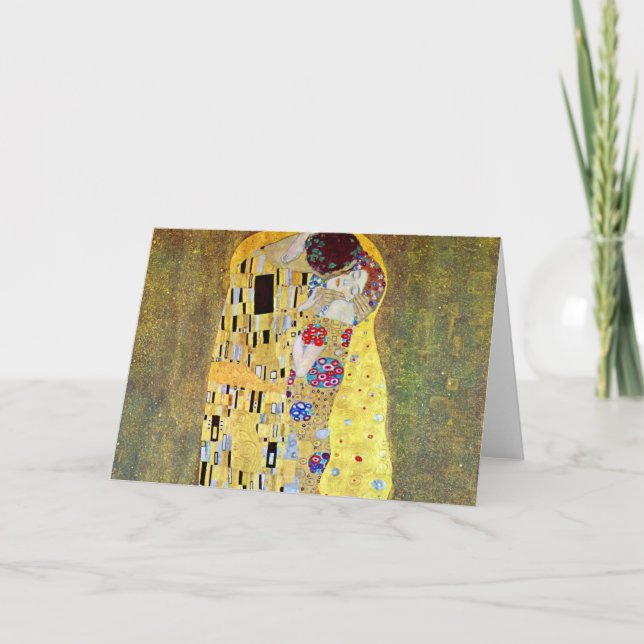 Der Kuss von Gustav Klimt, Vintager Jugendstil Karte (Vorderseite)