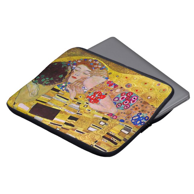 Der Kuss von Gustav Klimt, Vintager Jugendstil Laptopschutzhülle (Vorne Oben)