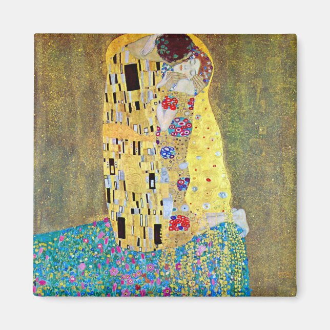 Der Kuss von Gustav Klimt, Vintager Jugendstil Magnet (Vorne)