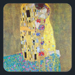 Der Kuss von Gustav Klimt, Vintager Jugendstil Quadratischer Aufkleber<br><div class="desc">Der Kuss (Der Kuss) (1907/08) von Gustav Klimt ist wahrscheinlich sein berühmtestes Werk. Klimt begann seine Arbeit im Jahre 1907 und ist der Höhepunkt seiner so genannten Goldenen Periode. Der Kiss ist ein Vintages Viktorianisches Era-Symbolismus, das eine Liebe und Romantik mit einem romantischen Paar in verschiedenen Goldtönen, Symbolen und Mustern...</div>