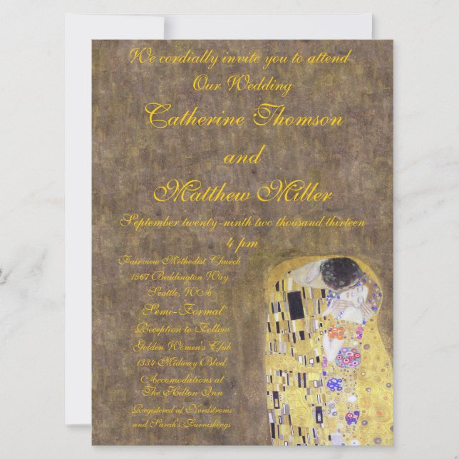 Der Kuss von Klimt Hochzeit Einladung Jugendstil (Vorderseite)