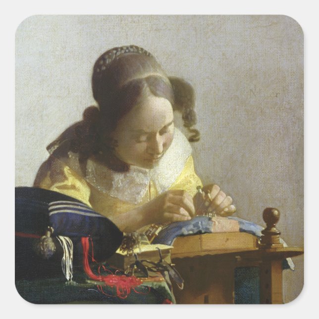 Der Lacemaker, 1669-70 Quadratischer Aufkleber (Vorderseite)