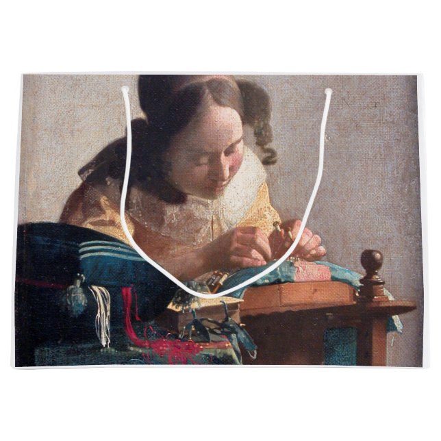 Der Lacemaker, Johannes Vermeer, 1669-1670 Große Geschenktüte (Vorderseite)