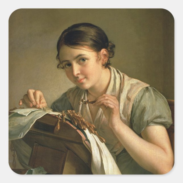Der Lacemaker von 1823 Quadratischer Aufkleber (Vorderseite)