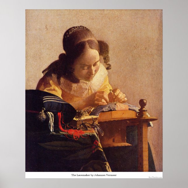 Der Lacemaker von Johannes Vermeer Poster (Vorne)