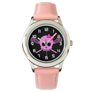 Der Lacrosse-Rosa-Schädeluhr des Mädchens Armbanduhr