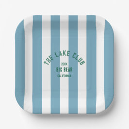 Der Lake Club Custom Wappen Blue Nautical Strip Pappteller