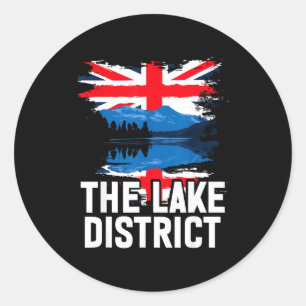 Der Lake District + Britische Flagge Runder Aufkleber