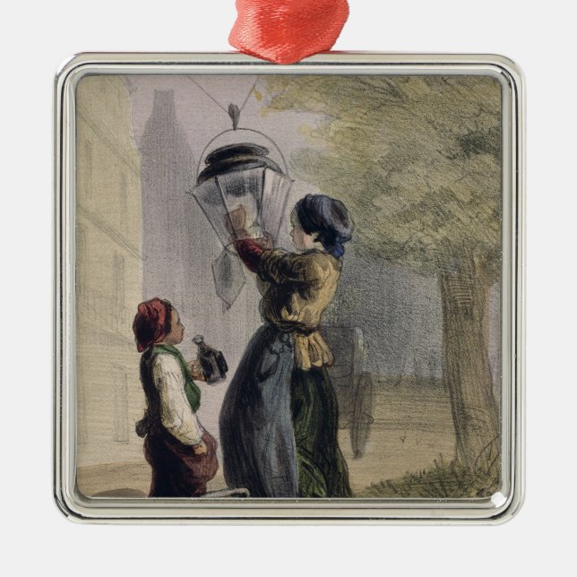 Der Lamplighter, von 'Les Femmes De Paris Silbernes Ornament (Vorne)