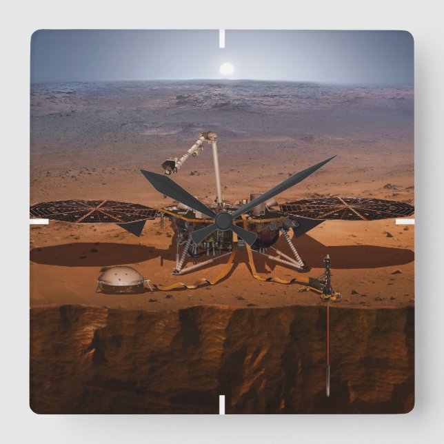 Der Lander der Erkenntnis Quadratische Wanduhr (Vorderseite)