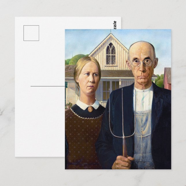 Der landwirtschaftliche Geist, Grant Wood American Postkarte (Vorne/Hinten)