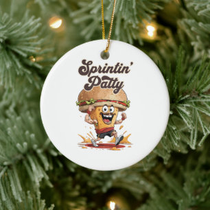 Der Laufende Cheeseburger Keramik Ornament