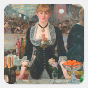 Der launische Pariser Barkeeper Manet Ein Bar bei Quadratischer Aufkleber
