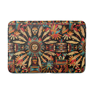 Der lebendige Cyan "Aztec Dream" Muster Plush Bath Badematte