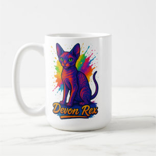 Der lebendige Devon Rex Pop Kunst-Katze - Farbenfr Kaffeetasse