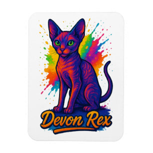 Der lebendige Devon Rex Pop Kunst-Katze - Farbenfr Magnet