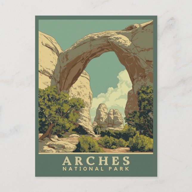 Der lebendige Nationalpark der Retro-Arches Postkarte (Vorderseite)
