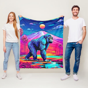 Der lebendige Neon Gorilla in einem surrealen Dsch Fleecedecke