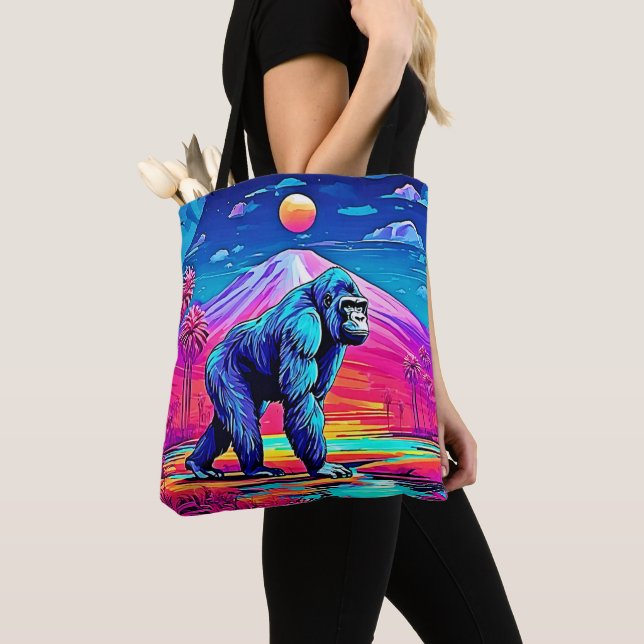 Der lebendige Neon Gorilla in einem surrealen Dsch Tasche (Von Nahem)