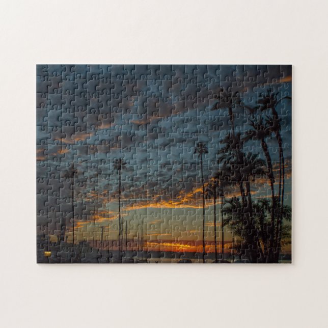 Der lebendige Sonnenuntergang San Diego mit Palmen (Horizontal)