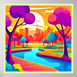 Der lebendige Sunset City Park Poster