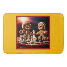 Der Lebkuchenmann schüttelt mit seiner Schwester Badematte