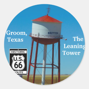 Der lehnende Turm von Texas im Bräutigam - Runder Aufkleber