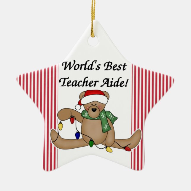 Der Lehrer-Berater-Verzierung der Teddybär-Welt Keramik Ornament (Vorne)