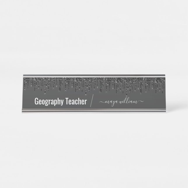 Der Lehrer der Geografie, Geschenk des schicken Le Schreibtischnamensplakette (Vorderseite )