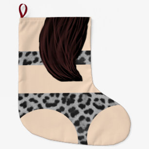Der Leopard-Katzen-Druck-Bikini-Mädchen der Männ Großer Weihnachtsstrumpf