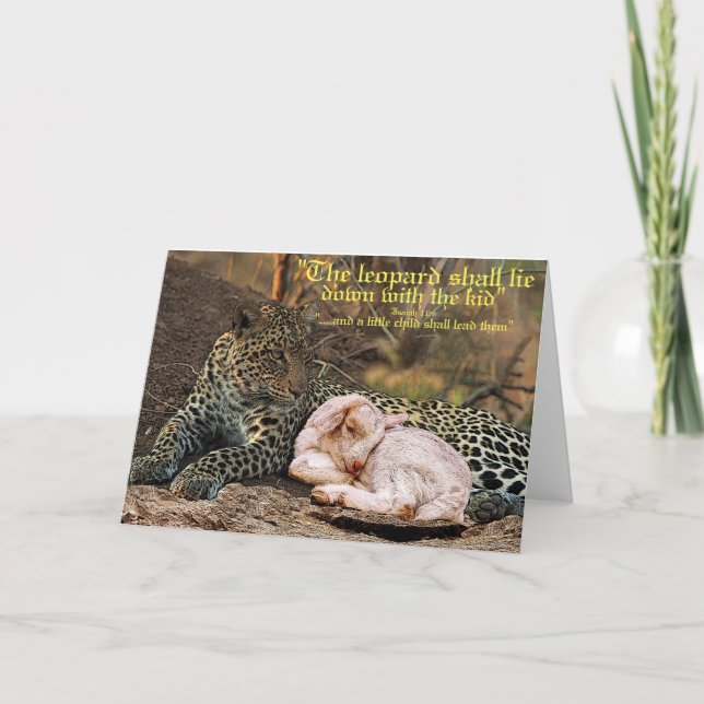 Der Leopard legt sich mit dem Lamm-Isaiah 11 Karte (Vorderseite)