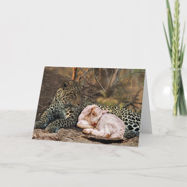 Der Leopard legt sich mit dem LammJesaja 11 hin Karte (Vorderseite)