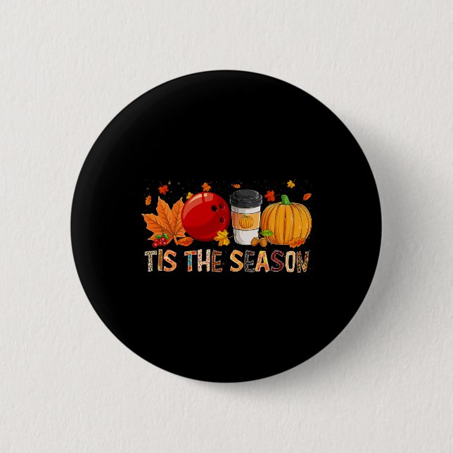 Der Leopard Pumpkin Bowling Halloween Fall Button (Vorderseite)