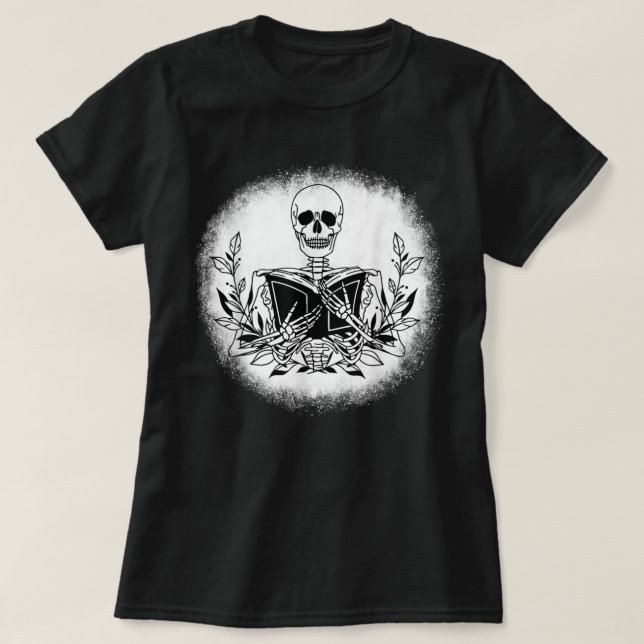 Der Leser des Buchmachers Skeleton Lesebuch T-S T-Shirt (Design vorne)