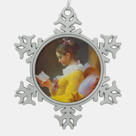 Der Leser durch Jean-Honore Fragonard Schneeflocken Zinn-Ornament