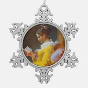 Der Leser durch Jean-Honore Fragonard Schneeflocken Zinn-Ornament