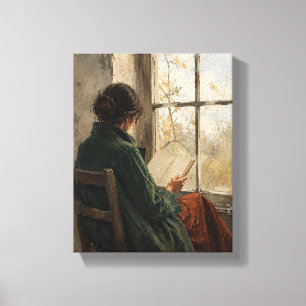 Der Leser im grünen Mantel – Figürliche Kunst Leinwanddruck