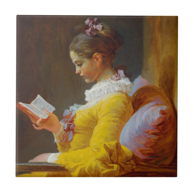 Der Leser von Jean-Honore Fragonard Fliese (Vorderseite)