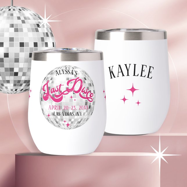 Der letzte Disco-Junggeselinnen-Abschied von Bride (Bride's Last Disco personalized bridesmaid guest name wine coffee tumbler bachelorette party gift)