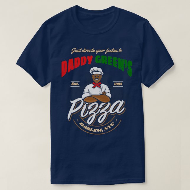 Der letzte Drache Daddy Grüntöne Pizza T-Shirt (Design vorne)