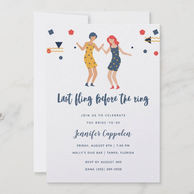 Der letzte Junggeselinnen-Abschied des Tanzes der  Einladung (Vorderseite)