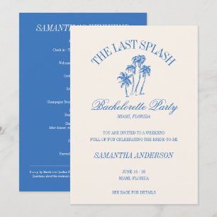 Der letzte Spritzer Blau Retro-Strand-Junggesellin Einladung