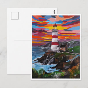 Der Leuchtturm im gemalten Himmel von Alfred Fox Postkarte