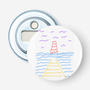 Der Leuchtturm und der Pier Button Flaschenöffner