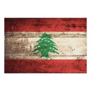 Der Libanon-Flagge auf altem hölzernem Korn Fotodruck