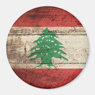 Der Libanon-Flagge auf altem hölzernem Korn Magnet