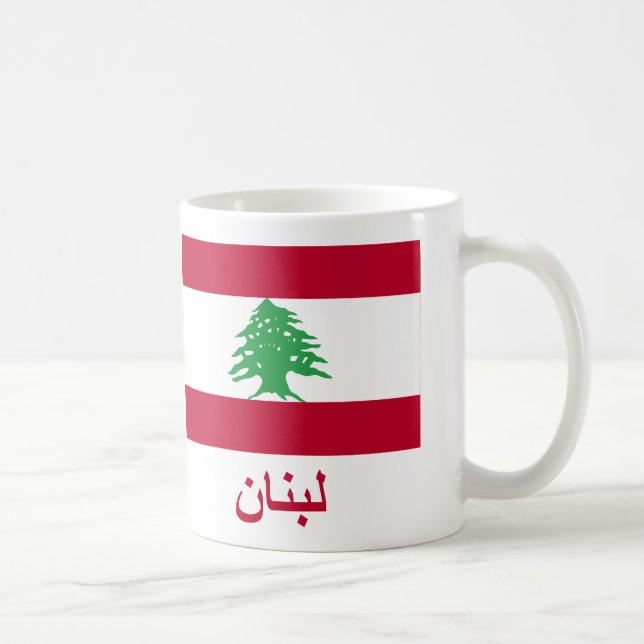 Der Libanon-Flagge mit Namen auf Arabisch Kaffeetasse (Rechts)