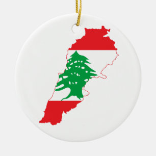 Der Libanon-Flaggen-Karte Keramik Ornament