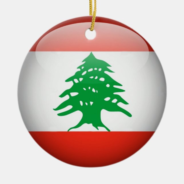 Der Libanon-Flaggen-Kreis-Verzierung Keramik Ornament (Vorne)